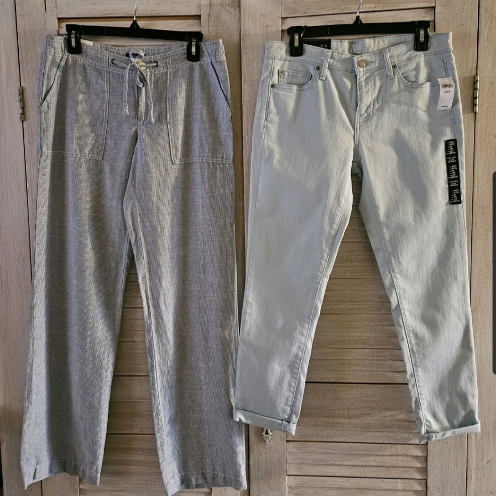 NWT LOT of #2 Womens GAP Pants Blue & Blu & Wht Stripes Size 4 - Picture 2 of 8